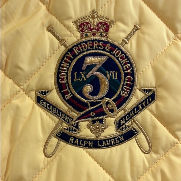 Ralph Lauren Sport Yellow Quilted Genuine Suede Vest with Crest Logo - Size M - Picture 4 of 16